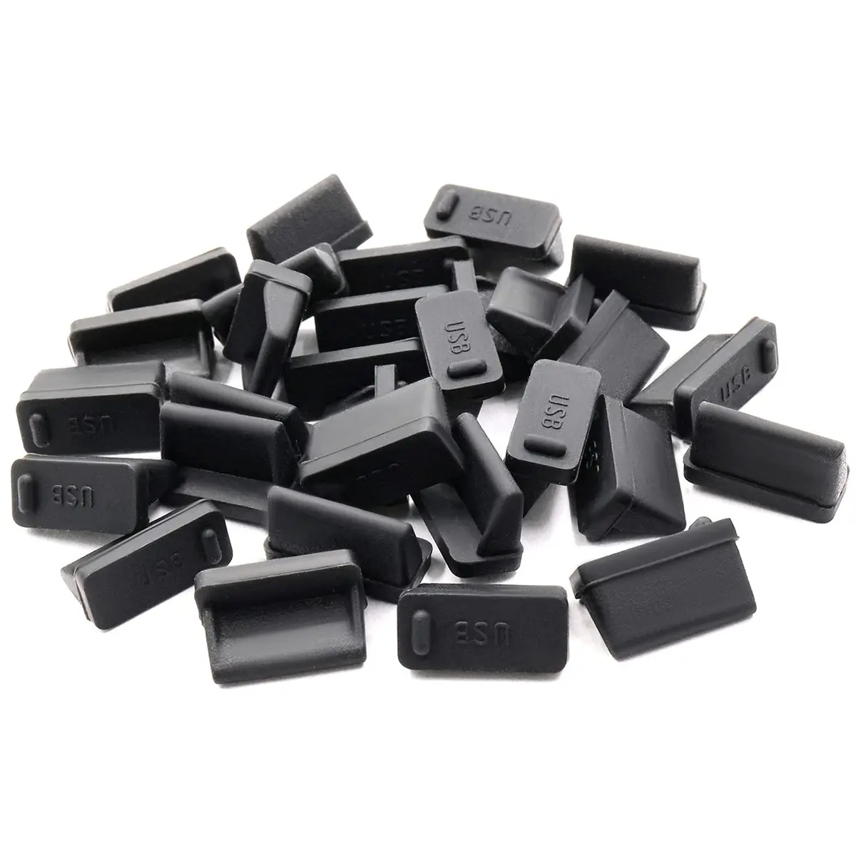 ThreeBulls Black Silicone USB Port Dust Plugs (30 Pcs) | Protects Female USB-A Ports from Dust & Oxidation - main product image