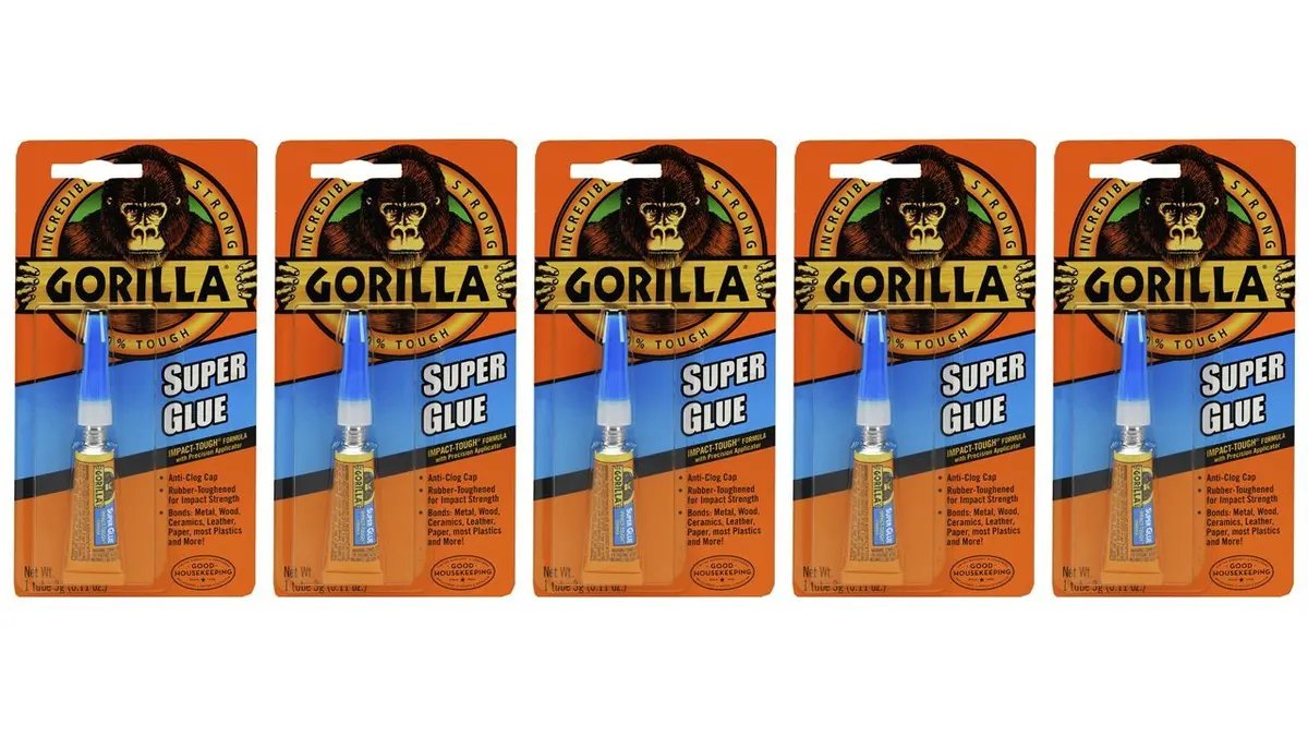 Gorilla Super Glue Gel Tube, 3ml (0.1 Fl Oz) x 5 Pack | Fast-Drying Cyanoacrylate Adhesive for Tough Repairs - main product image