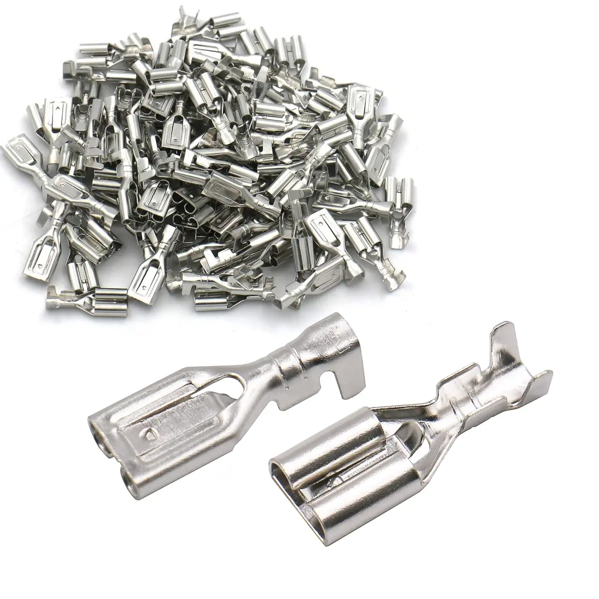 Baomain 100-Pack 6.3mm Female Spade Connectors Non-Insulated Terminals | Reliable Automotive & DIY Wiring - view 4