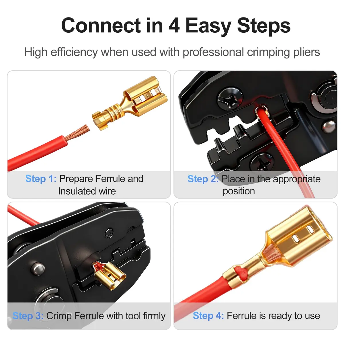 Baomain 100-Pack 6.3mm Female Spade Connectors Non-Insulated Terminals | Reliable Automotive & DIY Wiring - view 2