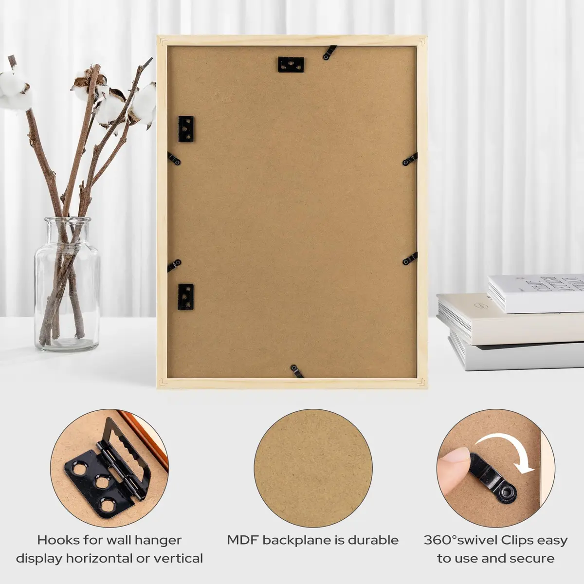 Golden State Art 12x16 Picture Frame | Solid Wood & Real Glass, White Mat, Wall & Tabletop Display - view 7