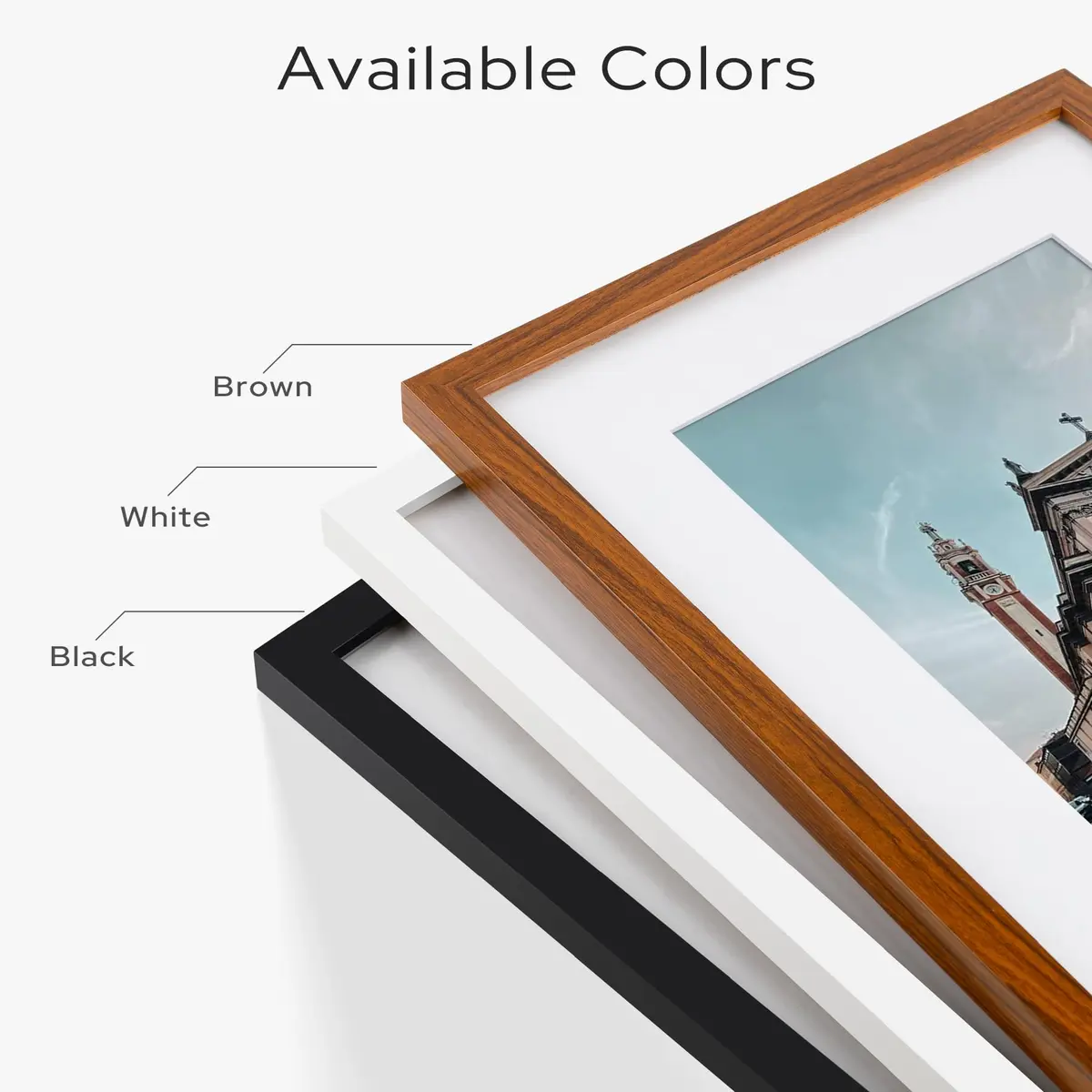 Golden State Art 12x16 Picture Frame | Solid Wood & Real Glass, White Mat, Wall & Tabletop Display - view 9