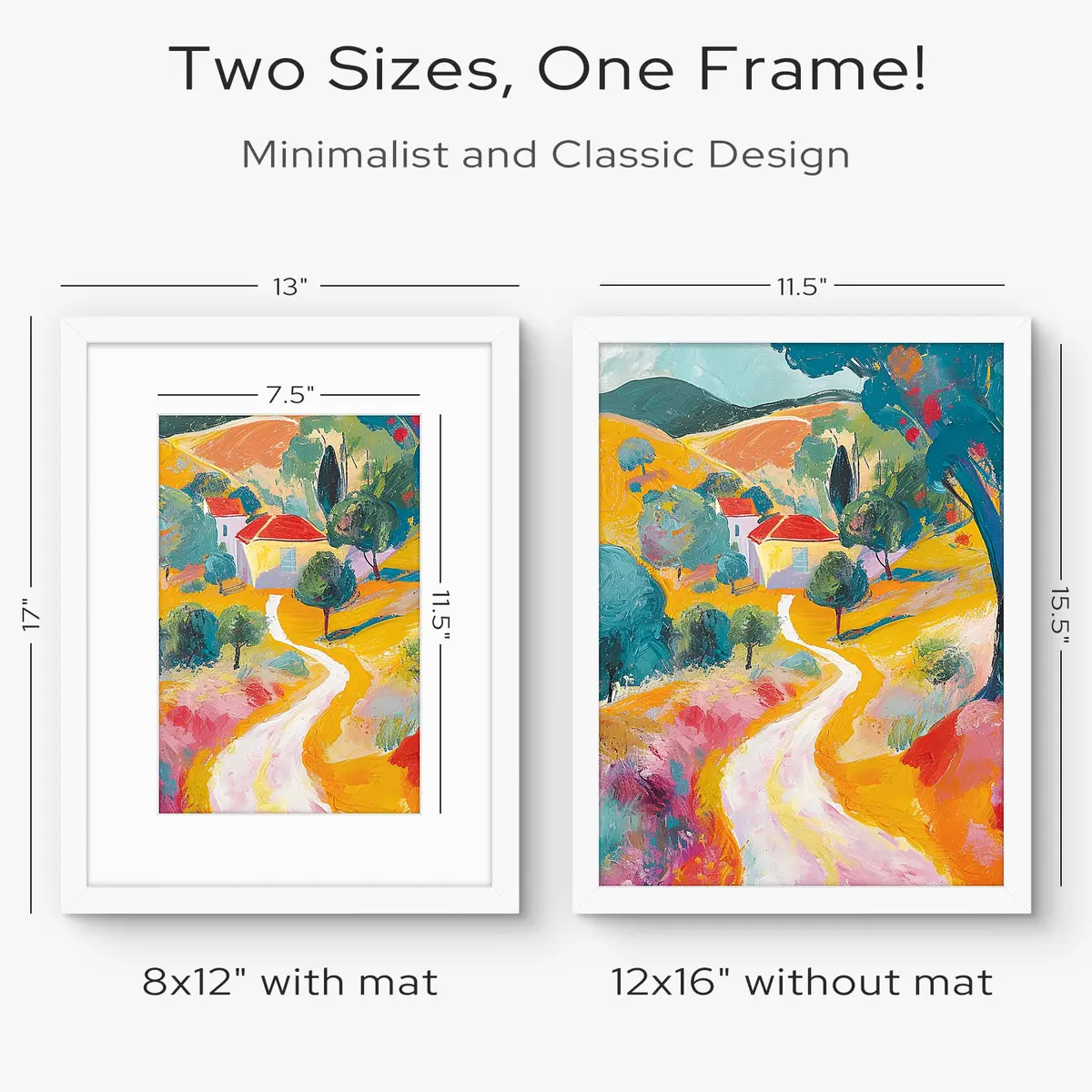 Golden State Art 12x16 Picture Frame | Solid Wood & Real Glass, White Mat, Wall & Tabletop Display - view 2