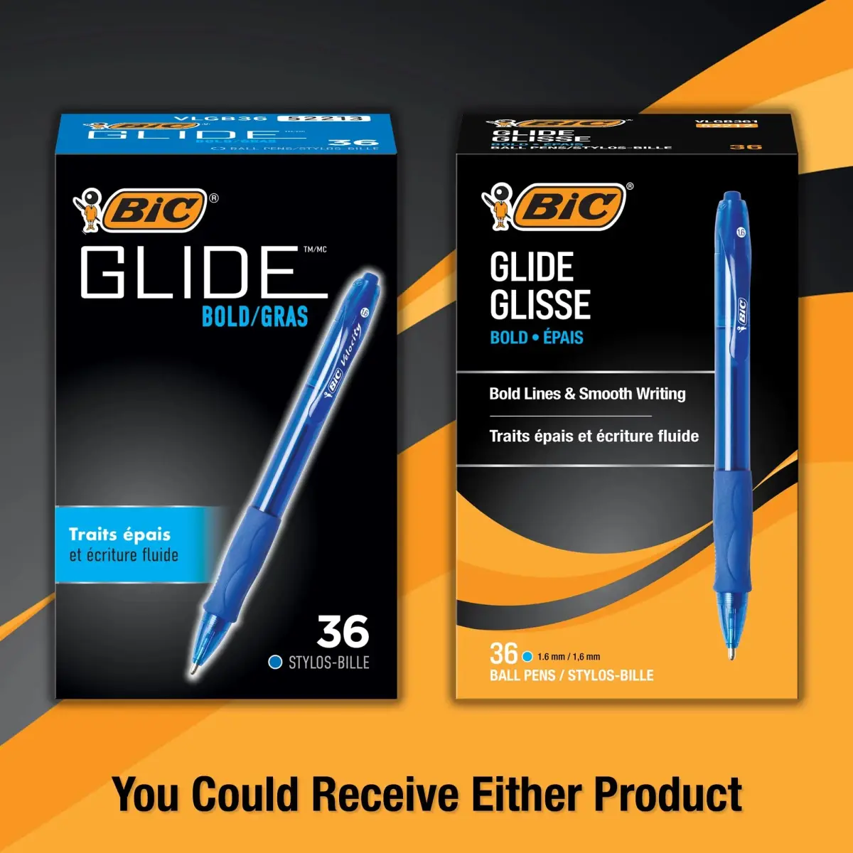 BIC Glide Bold Blue Ballpoint Pens, Bold Point 1.6mm, 36-Count Pack | Smooth Ink Flow for Effortless Writing - view 2