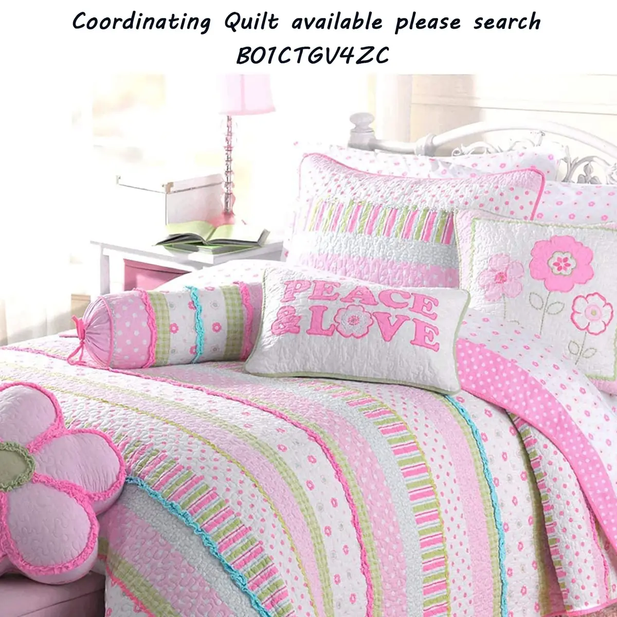 Cozy Line Home Fashions Pink Greta Pastel Floral Sheets Set, Brushed Microfiber - Wrinkle, Fade, Stain Resistant, Queen (110 GSM) - view 2