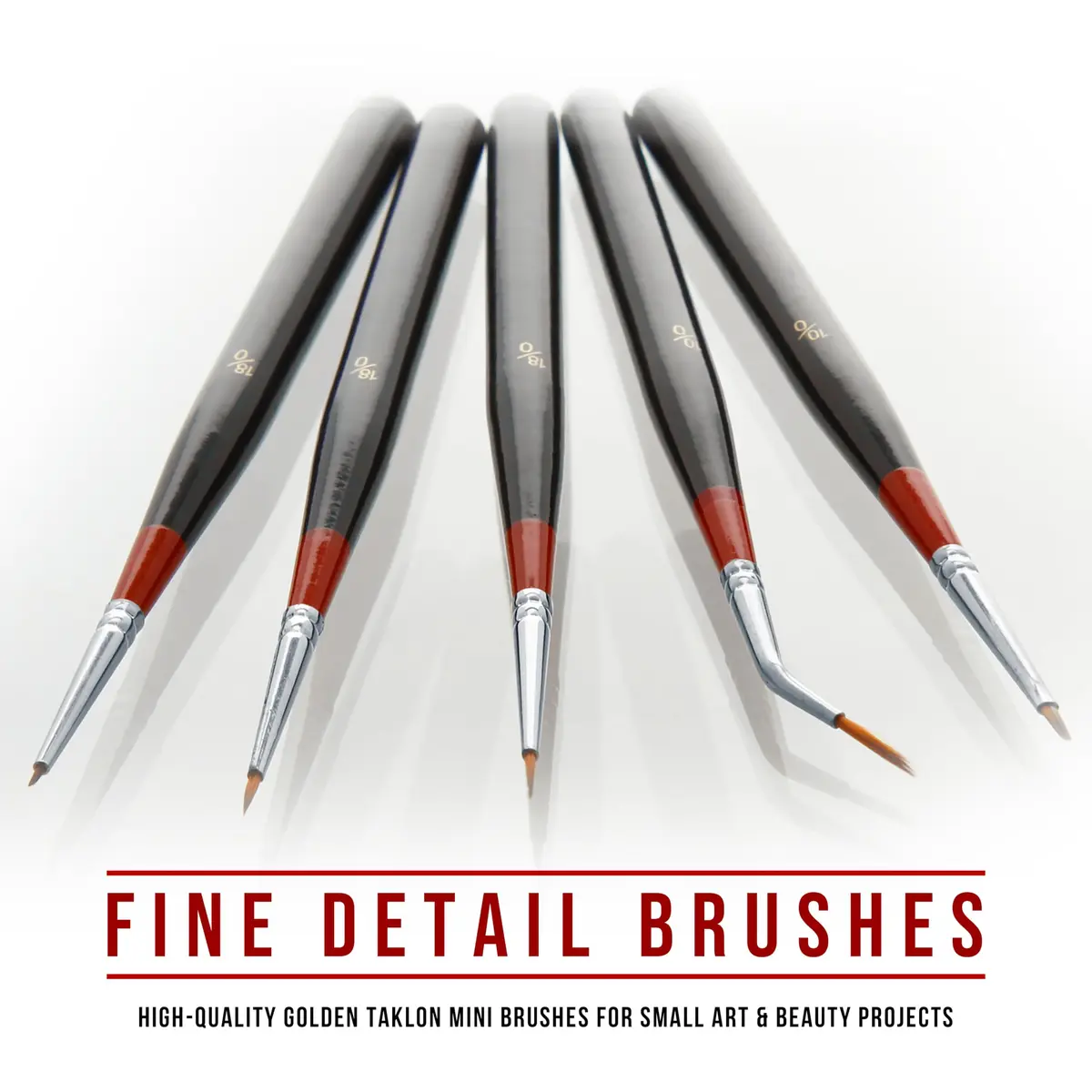 U.S. Art Supply 5 Piece Miniature Tight Spot Micro Fine Detail Art Brush Set | Golden Taklon Brushes for Acrylic, Oil, Watercolor, and Makeup - view 5