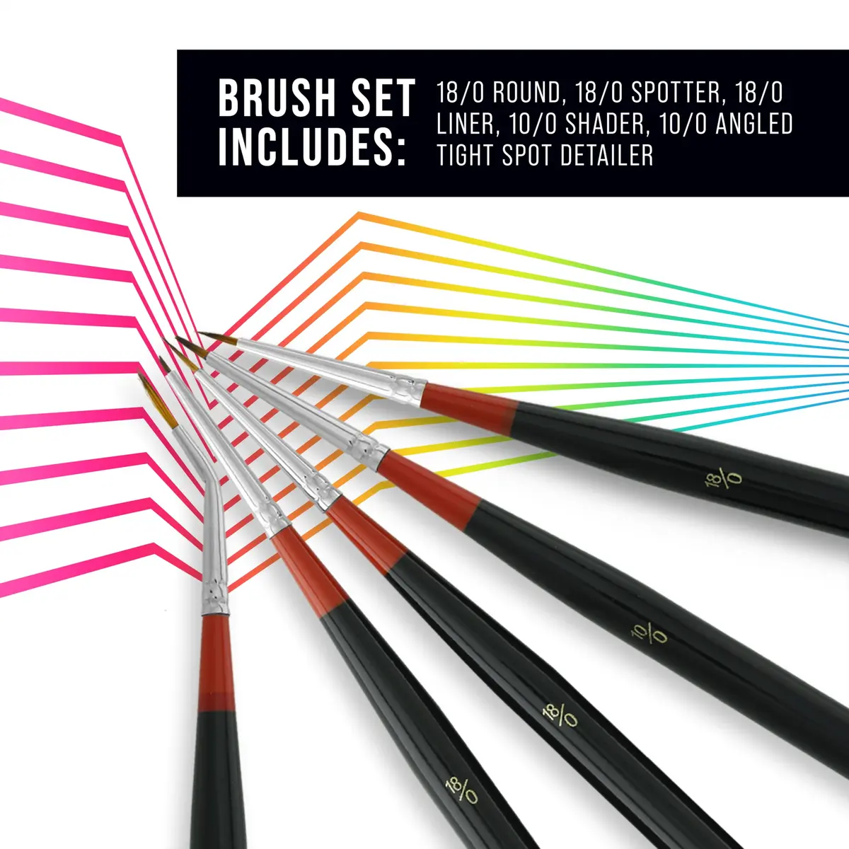 U.S. Art Supply 5 Piece Miniature Tight Spot Micro Fine Detail Art Brush Set | Golden Taklon Brushes for Acrylic, Oil, Watercolor, and Makeup - view 4