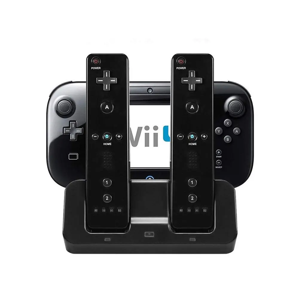 eLUUGIE 3 in 1 Charger Dock Charging Station Base for Wii U Gamepad & Controllers | Convenient Power Stand with LED Indicator - main product image