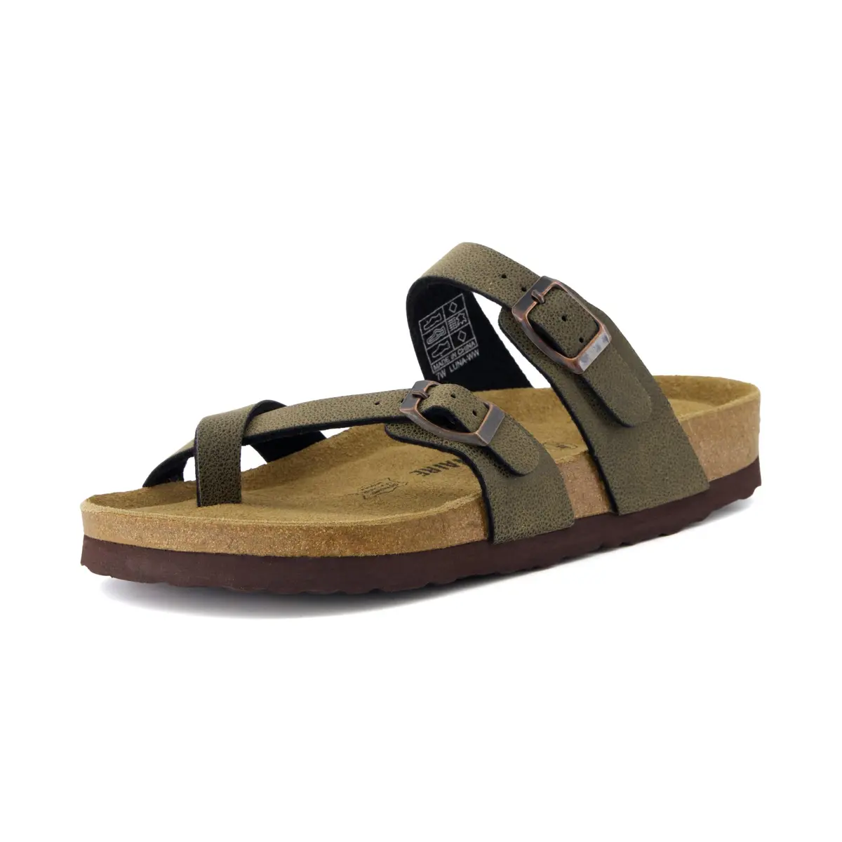 CUSHIONAIRE Luna Cork Footbed Sandals for Women with Crossover Straps, Brown Rugged 8 | Supportive Genuine Suede Footbed for Comfort & Style - view 9
