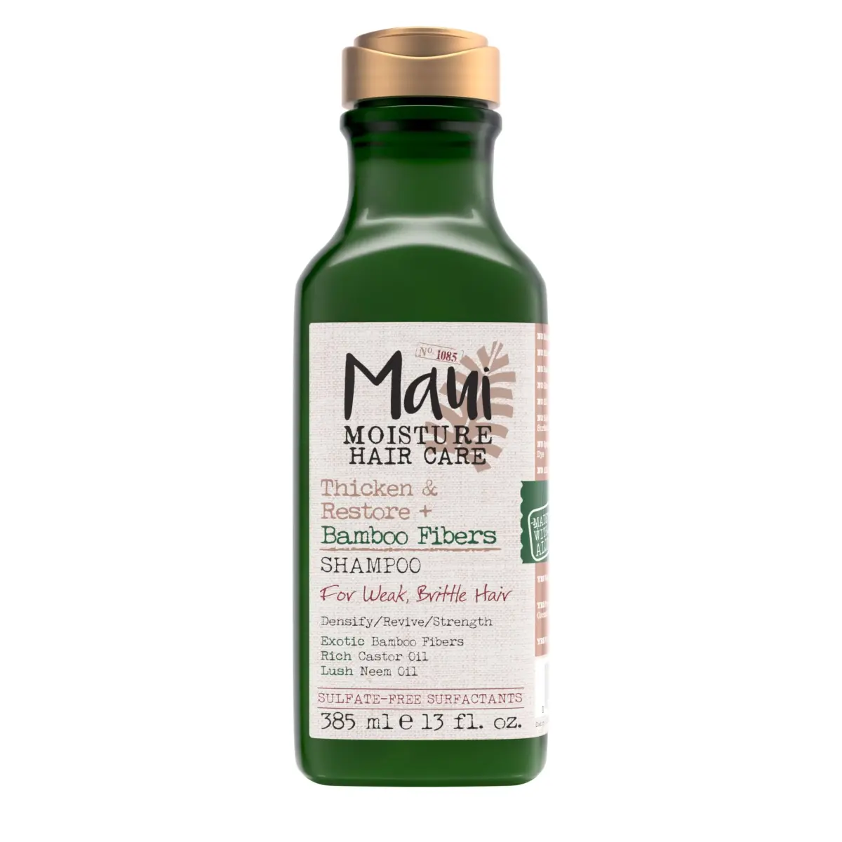 Maui Moisture Thicken & Restore Bamboo Fibers Shampoo 13 fl oz (384 ml) | Vegan Strengthening Formula for Curly Hair - main product image