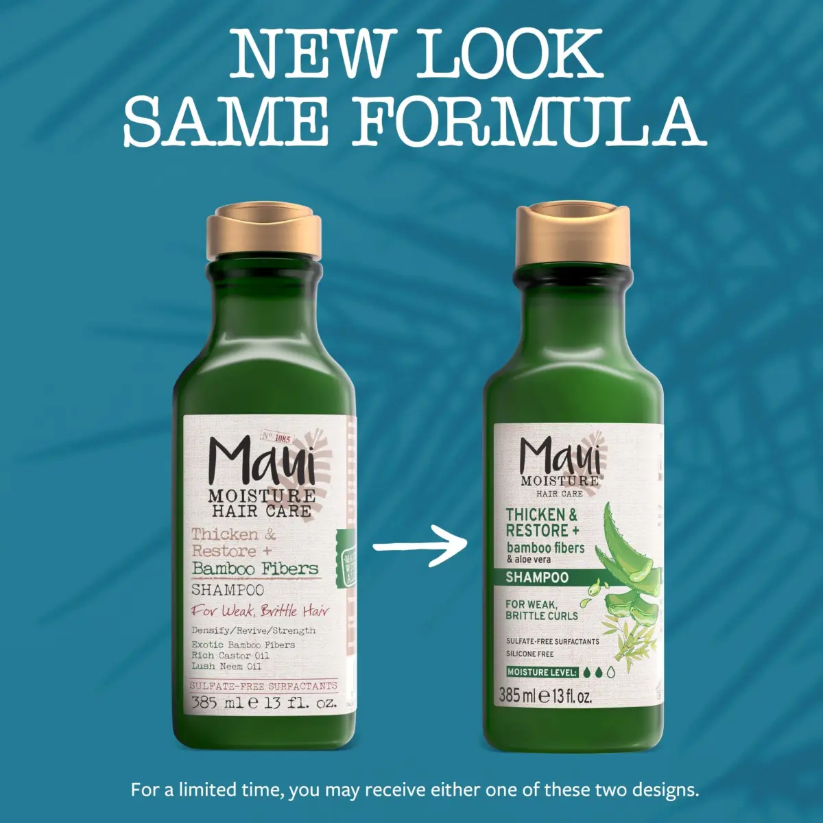 Maui Moisture Thicken & Restore Bamboo Fibers Shampoo 13 fl oz (384 ml) | Vegan Strengthening Formula for Curly Hair - view 2