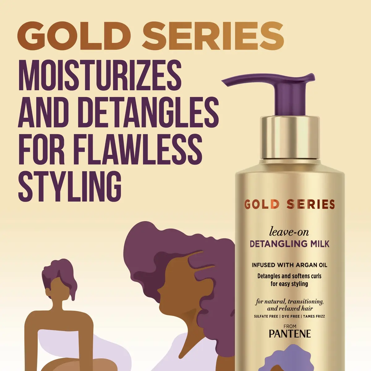Pantene Gold Series Detangling Milk Leave-On Conditioner 225ml (7.6 Fl Oz) | For Curly, Textured Hair - view 2