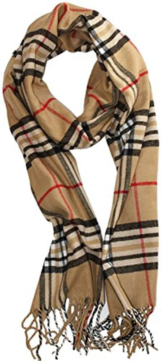 Shadana's Collection Classic Scarf Camel Plaid | Super Soft Winter Accessory (72"x12") - main product image