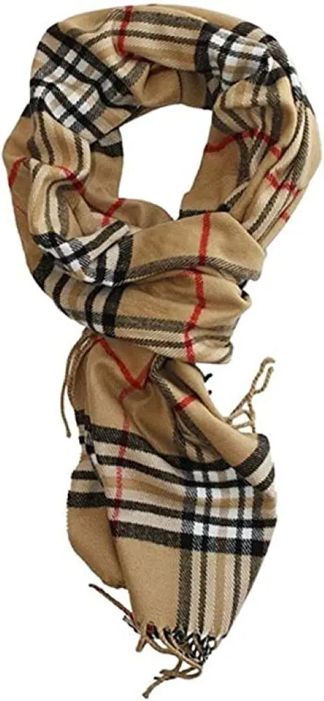 Shadana's Collection Classic Scarf Camel Plaid | Super Soft Winter Accessory (72"x12") - view 2
