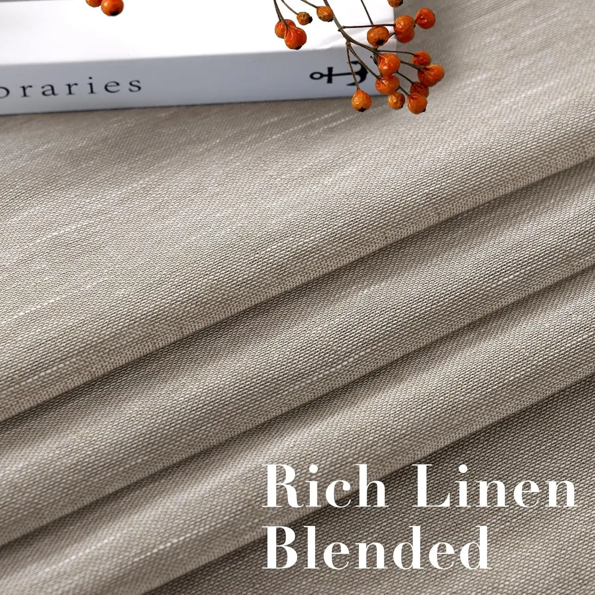 H.VERSAILTEX Taupe Linen Sheer Curtains 96" 2 Panels Grommet | Elegant Linen Sheer for Living & Bedroom - view 4