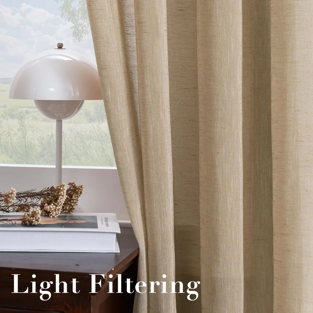 H.VERSAILTEX Taffy Linen Sheer Curtains 96" | Elegant Linen Sheer Panel for Living & Bedroom - view 5