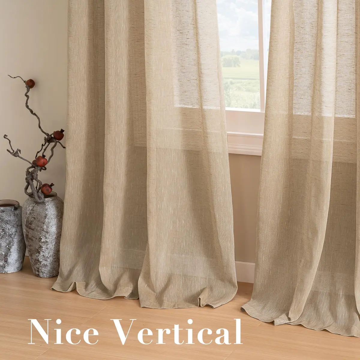 H.VERSAILTEX Taffy Linen Sheer Curtains 96" | Elegant Linen Sheer Panel for Living & Bedroom - view 7