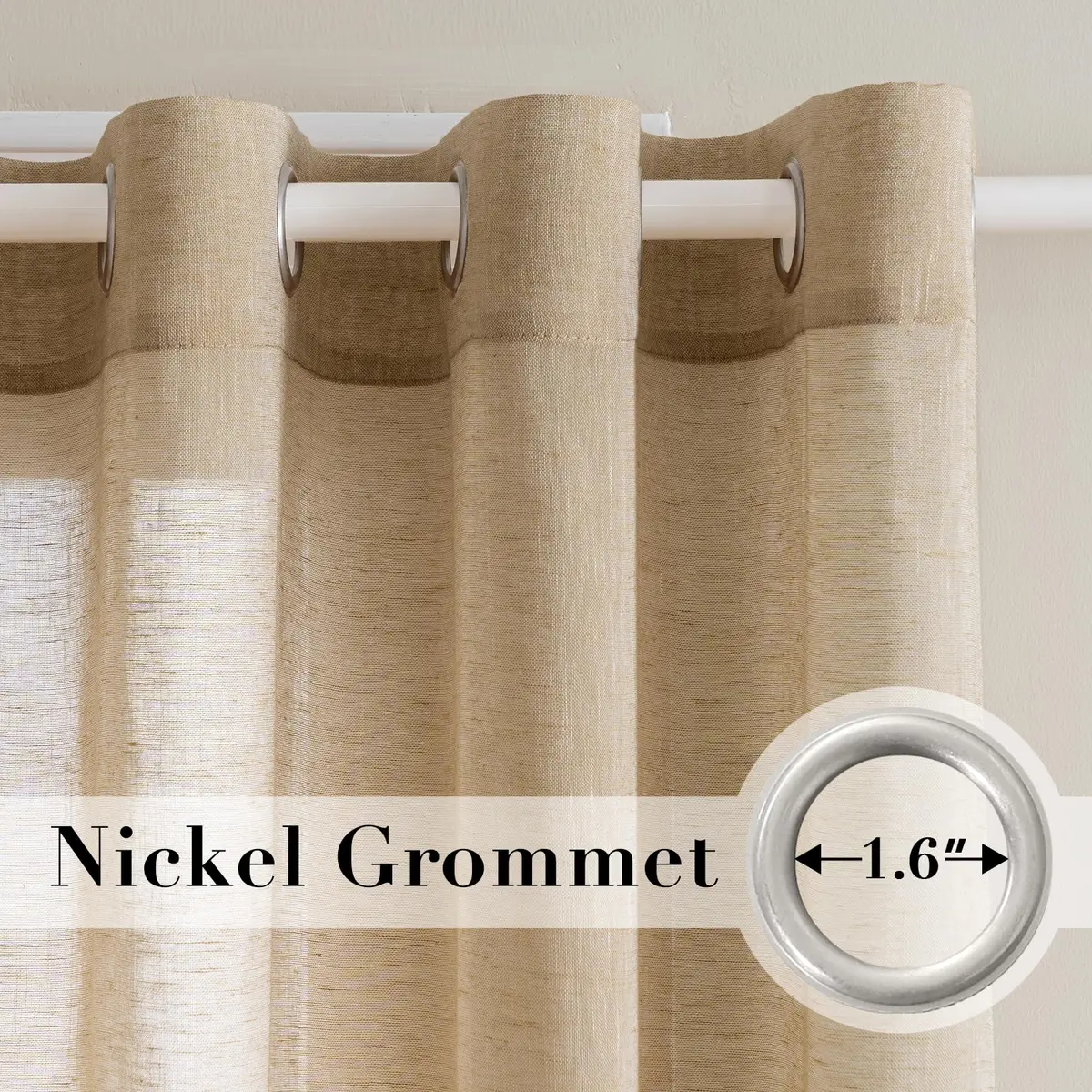 H.VERSAILTEX Taffy Linen Sheer Curtains 96" | Elegant Linen Sheer Panel for Living & Bedroom - view 2