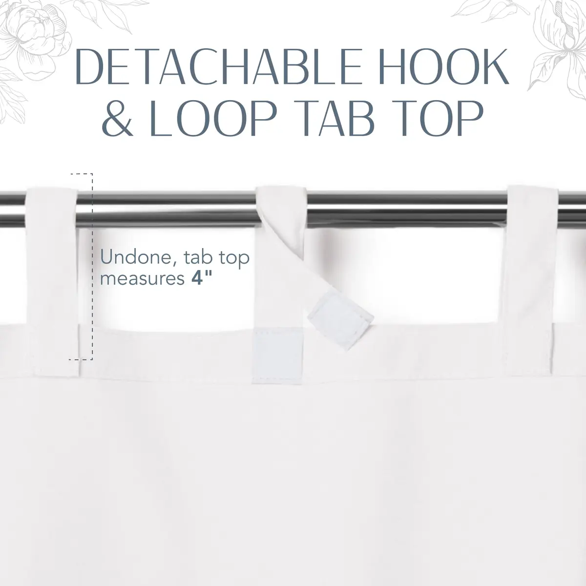 Threadmade Matine Solid Tab Top Indoor/Outdoor Window Curtain, White - 52" W x 108" L - view 5