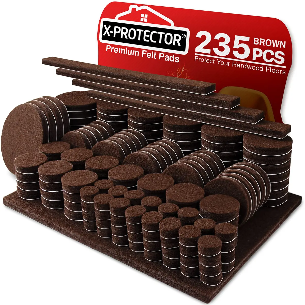 X-Protector Felt Furniture Pads 235 PCS | Hardwood & Laminate Floor Protectors - main product image