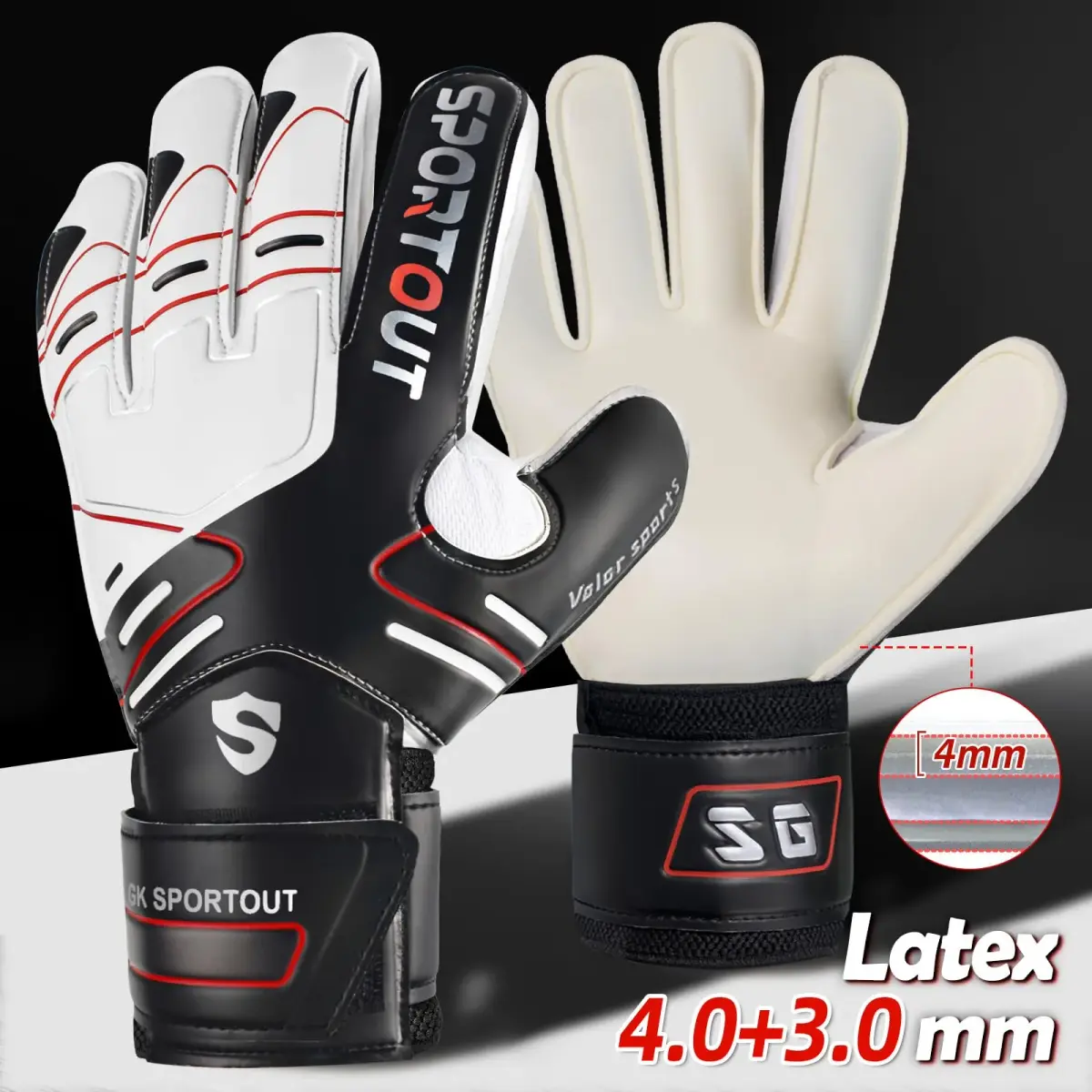 Sportout Goalkeeper Gloves Size 10 Black | Strong Grip & Finger Protection - view 2