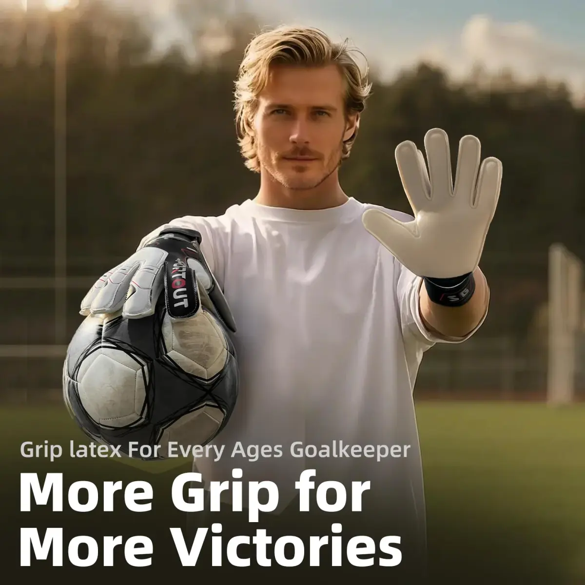 Sportout Goalkeeper Gloves Size 10 Black | Strong Grip & Finger Protection - view 3