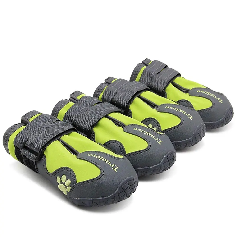 TRUE LOVE Dog Shoes Waterproof Anti-Slip Rain Boots Neon Yellow | Reflective Soft-Shell with Mud Guard (7#) - main product image
