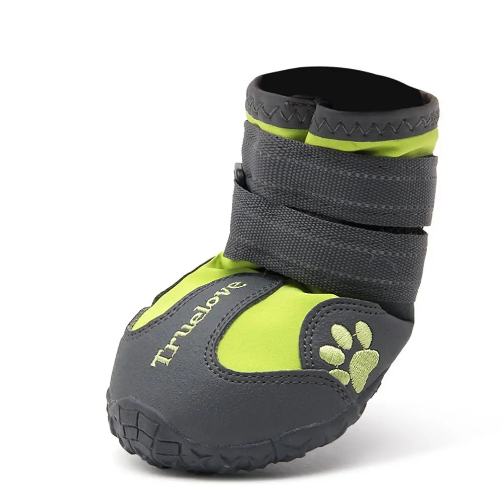 TRUE LOVE Dog Shoes Waterproof Anti-Slip Rain Boots Neon Yellow | Reflective Soft-Shell with Mud Guard (7#) - view 2