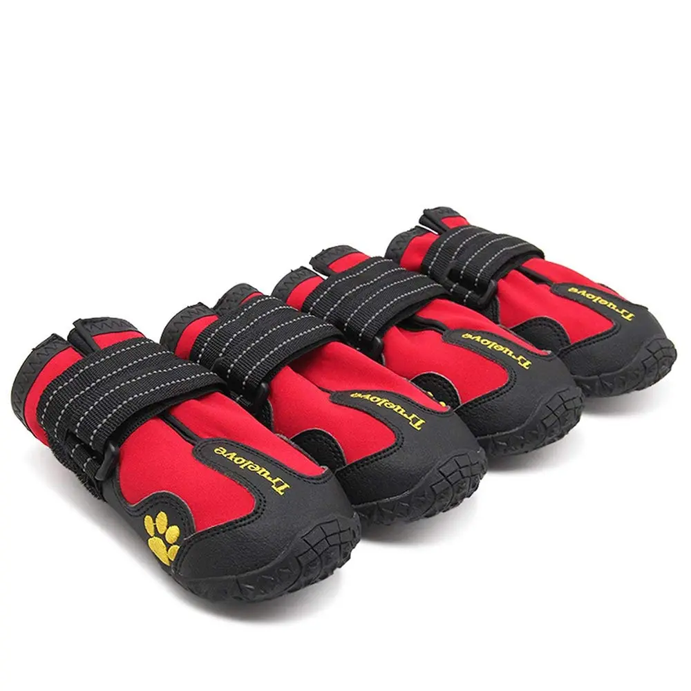TRUE LOVE Non-Slip Reflective Dog Boots Paw Protect Shoes Red 5# (156 g / 5.5 oz) | Protects Paws from Hot Pavement and Cold Weather - main product image