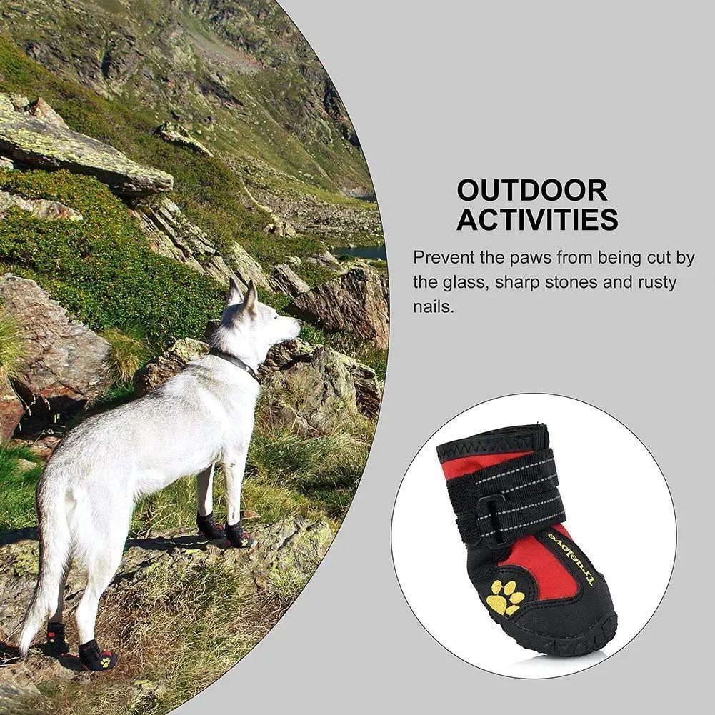 TRUE LOVE Non-Slip Reflective Dog Boots Paw Protect Shoes Red 5# (156 g / 5.5 oz) | Protects Paws from Hot Pavement and Cold Weather - view 4