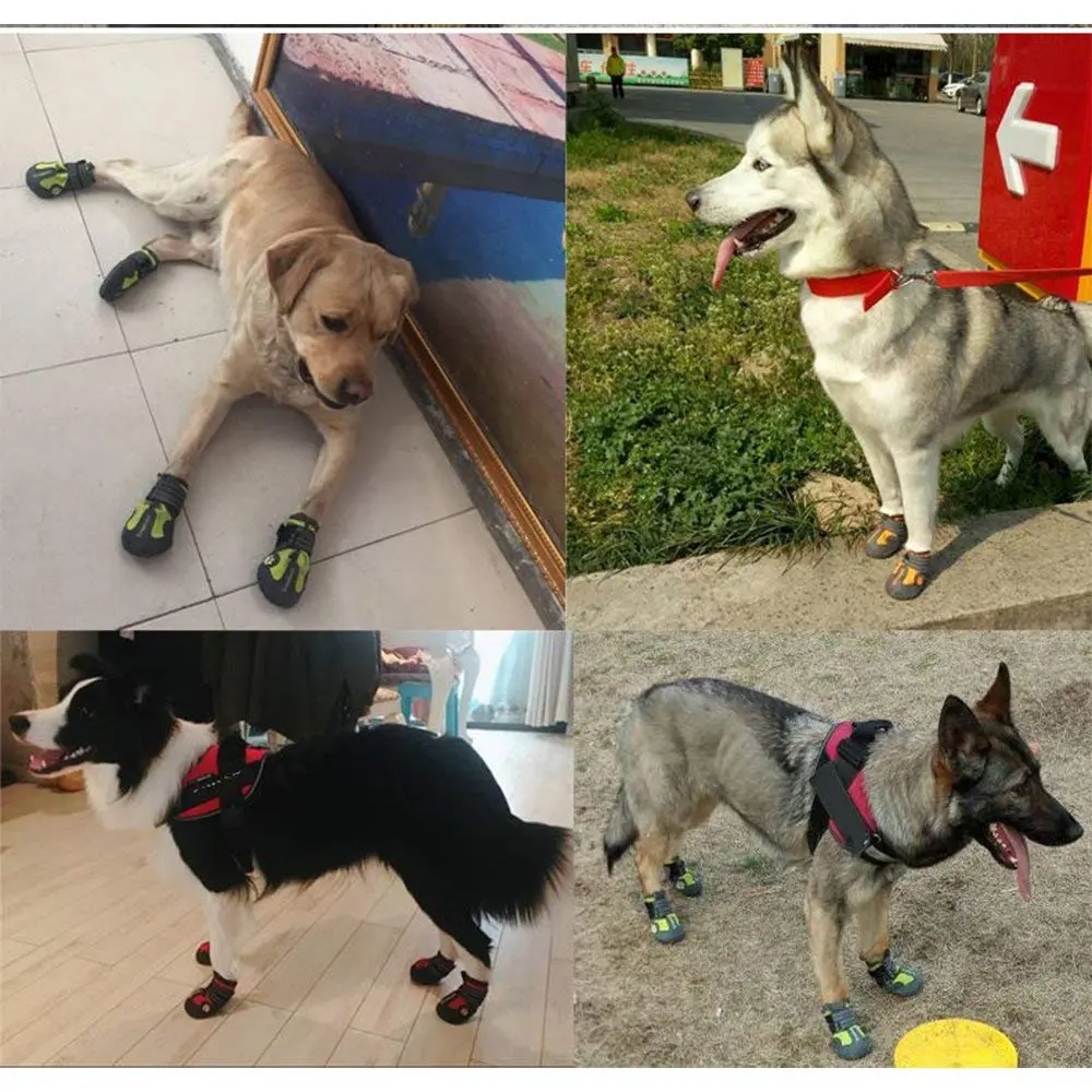 TRUE LOVE Non-Slip Reflective Dog Boots Paw Protect Shoes, Red, Size 6# (4-Pack) - view 5