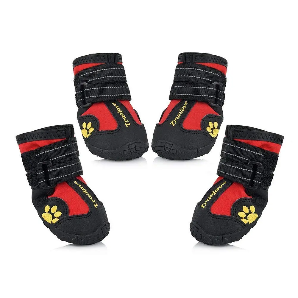 TRUE LOVE Non-Slip Reflective Dog Boots Paw Protect Shoes, Red, Size 6# (4-Pack) - view 2