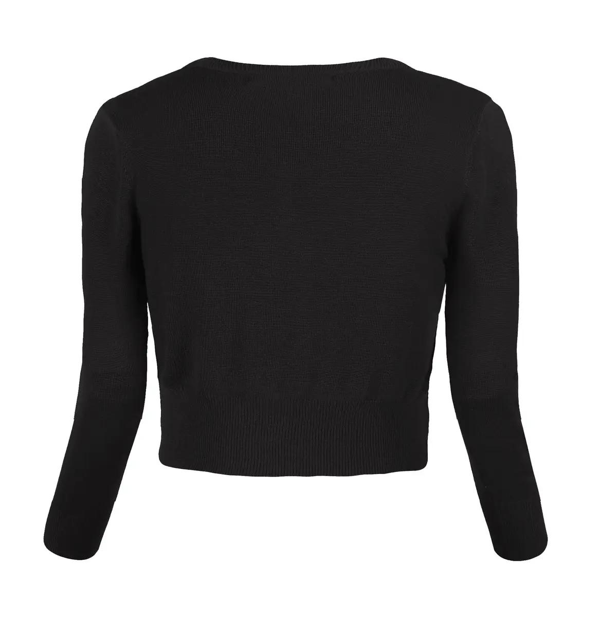 Urban CoCo Women's Cropped Cardigan V-Neck Button Down Knitted Sweater 3/4 Sleeve (S, Black) | Slim Fit, Lightweight, Breathable - view 3