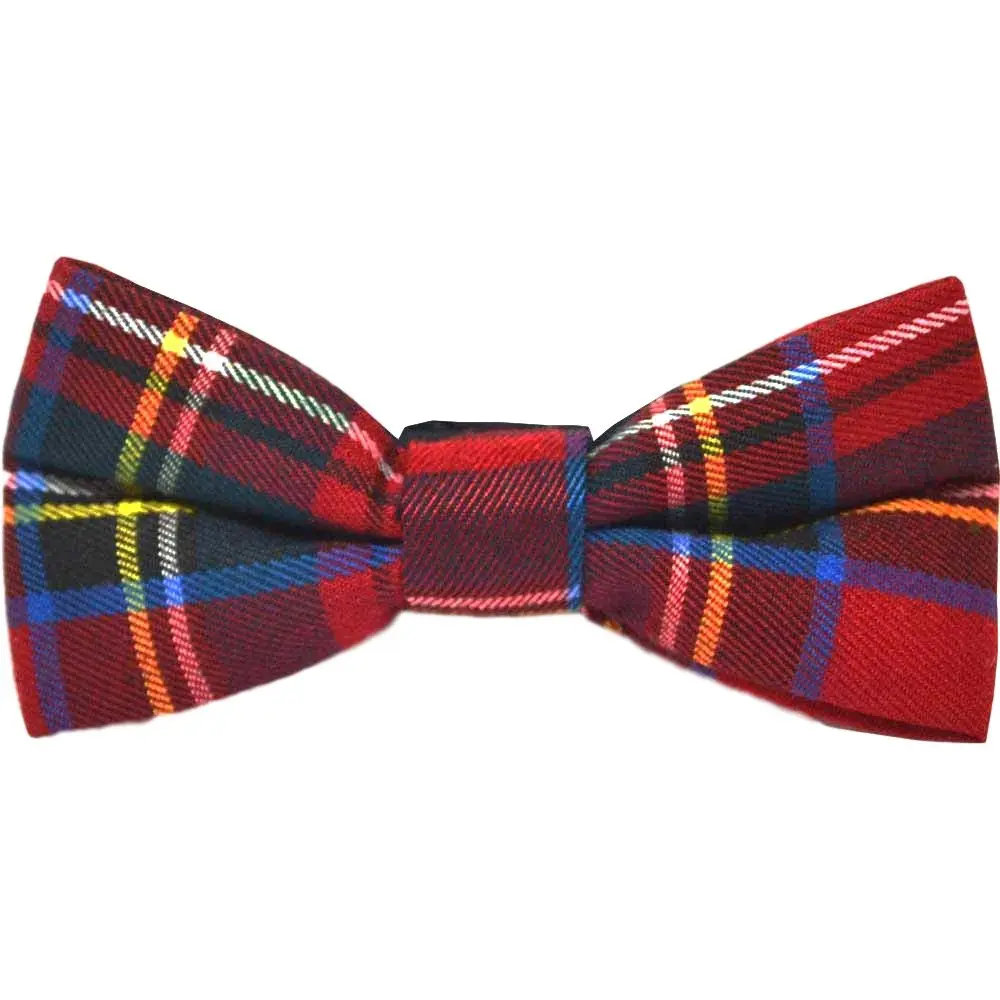 King & Priory Traditional Red Tartan Check Bow Tie | Adjustable, Plaid, Scotland Highland - main product image