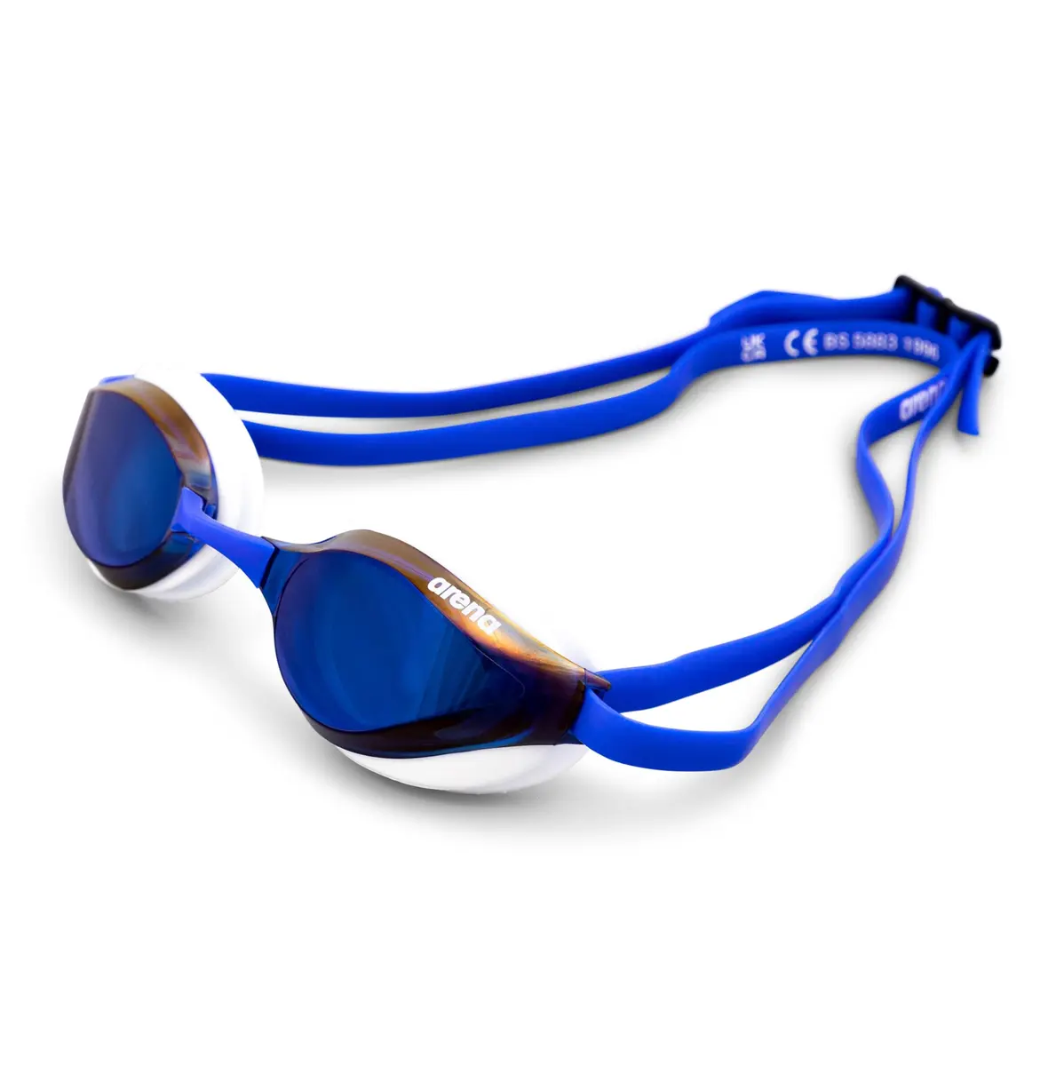 ARENA Unisex Python Racing Swim Goggles for Men and Women Anti-Fog Mirror Lens Max Comfort, Blue Mirror/White | Hydrodynamic Fit - main product image