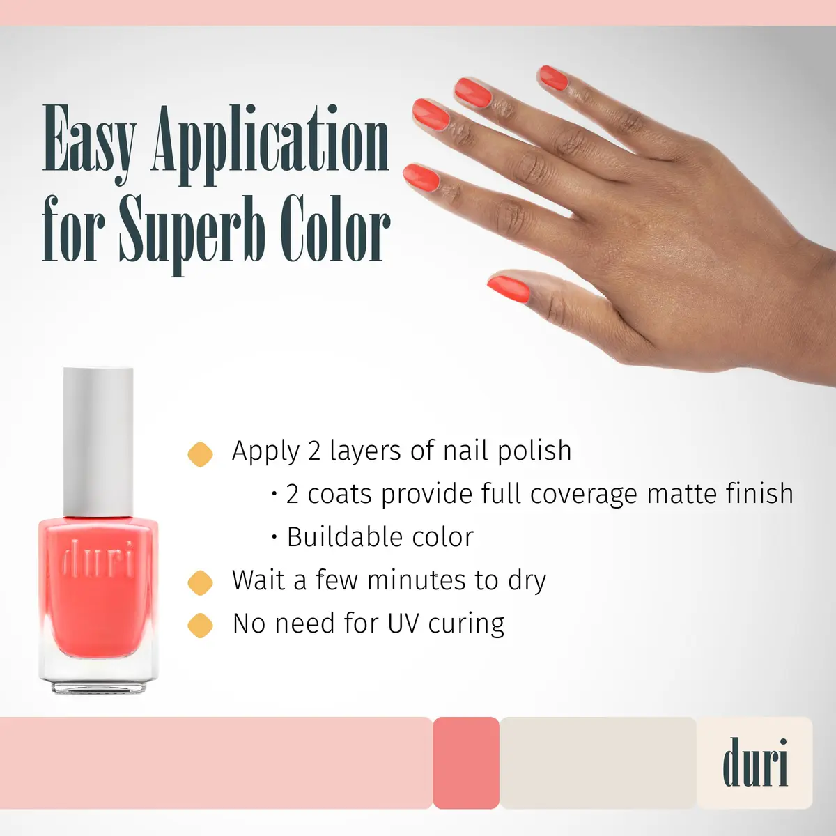 duri 152N Venom Neon Pink Nail Polish Matte Finish 15ml (0.45 Fl Oz) | 7-Free Formula for Healthier Manicures - view 3