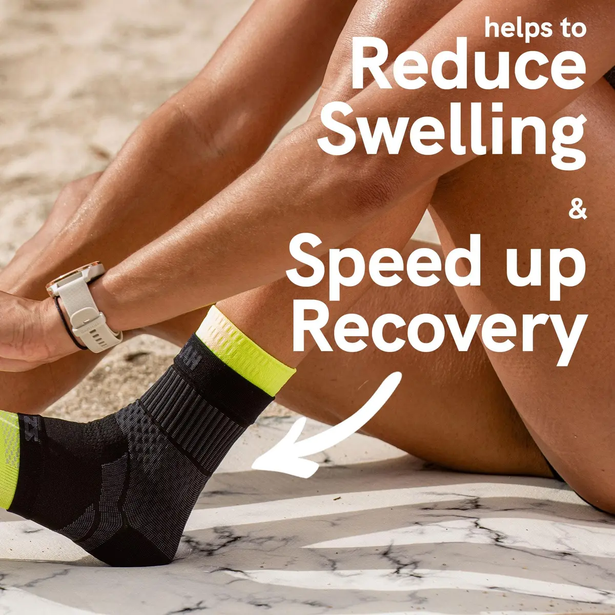 Zensah Ankle Support - Compression Ankle Brace for Running, Soccer, Volleyball | Neon Yellow, Medium - view 6