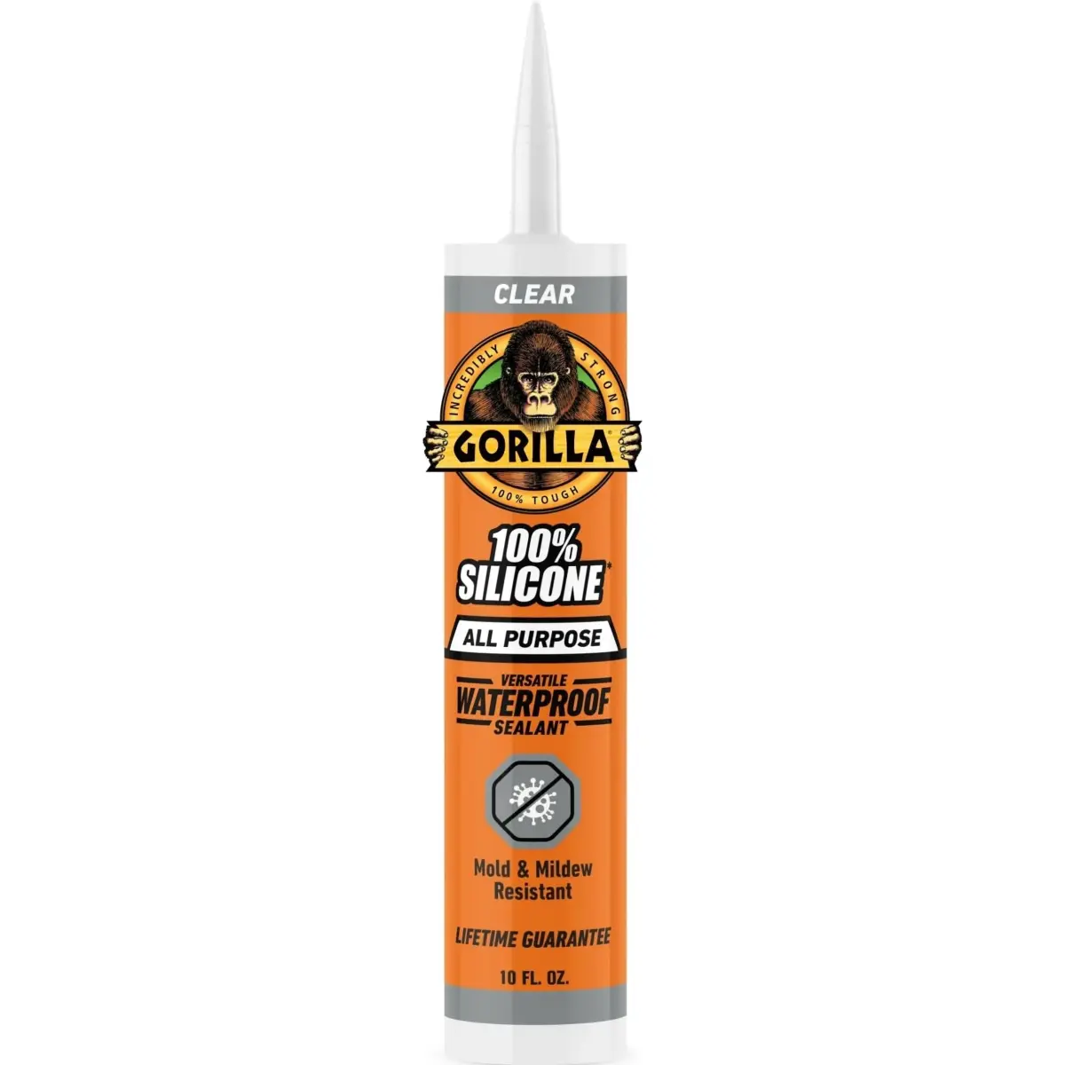Gorilla 100% Silicone Waterproof Caulk Clear 10 oz (295ml) | ASTM C-920 Class 35 Sealant - main product image