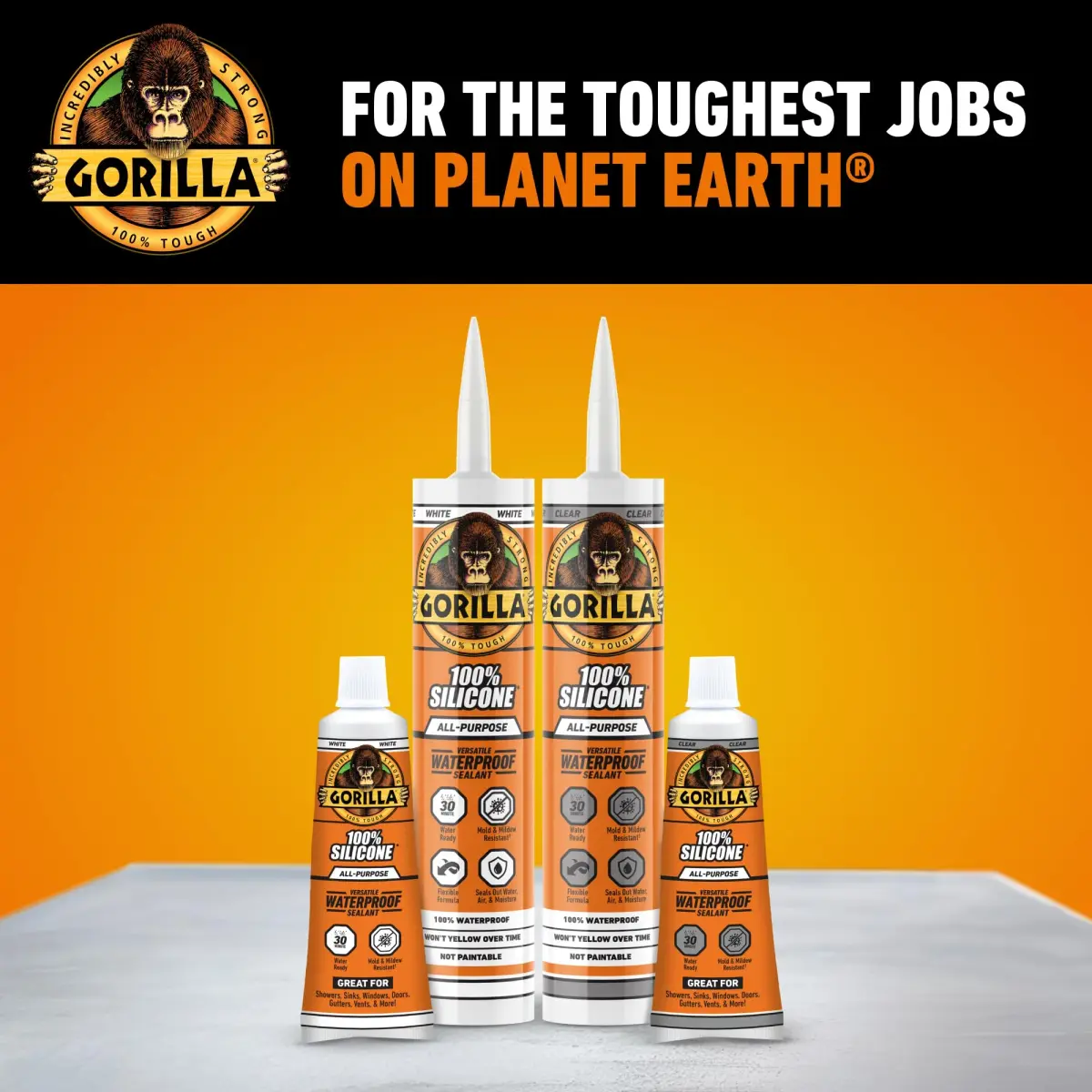Gorilla 100% Silicone Waterproof Caulk Clear 10 oz (295ml) | ASTM C-920 Class 35 Sealant - view 7