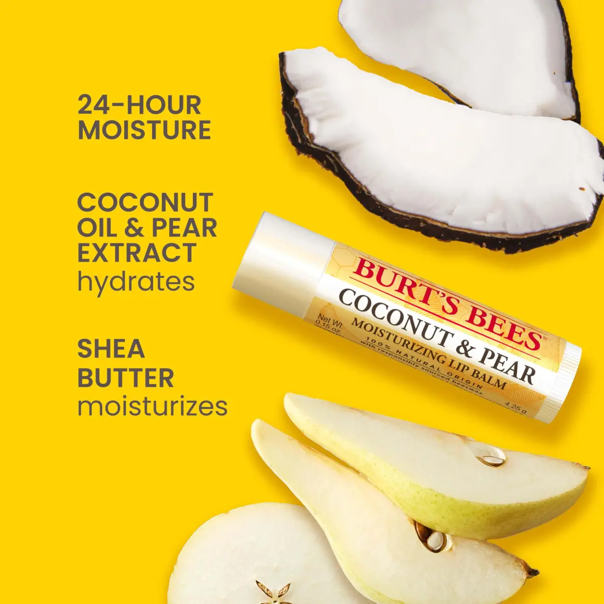 Burt's Bees Coconut & Pear Tint-Free Lip Balm, 2 Count | Natural Conditioning Lip Treatment - view 2