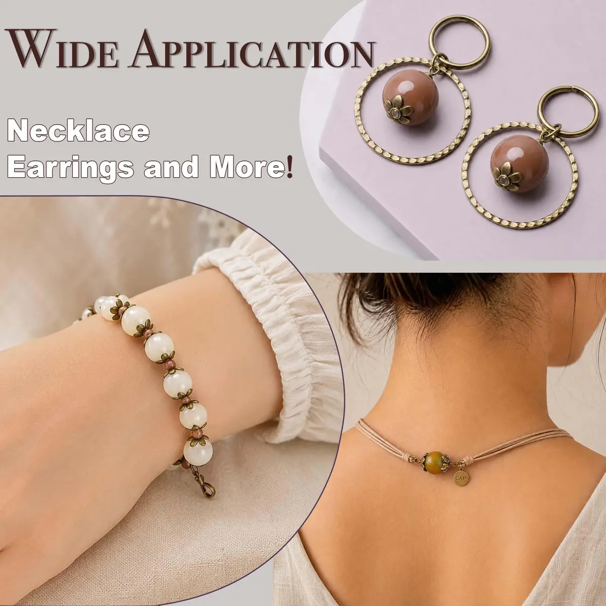 Heather's cf 500pcs Brass Petal Bead Caps for Jewelry Making 6mm | Vintage Tibetan Floral Finish - view 4