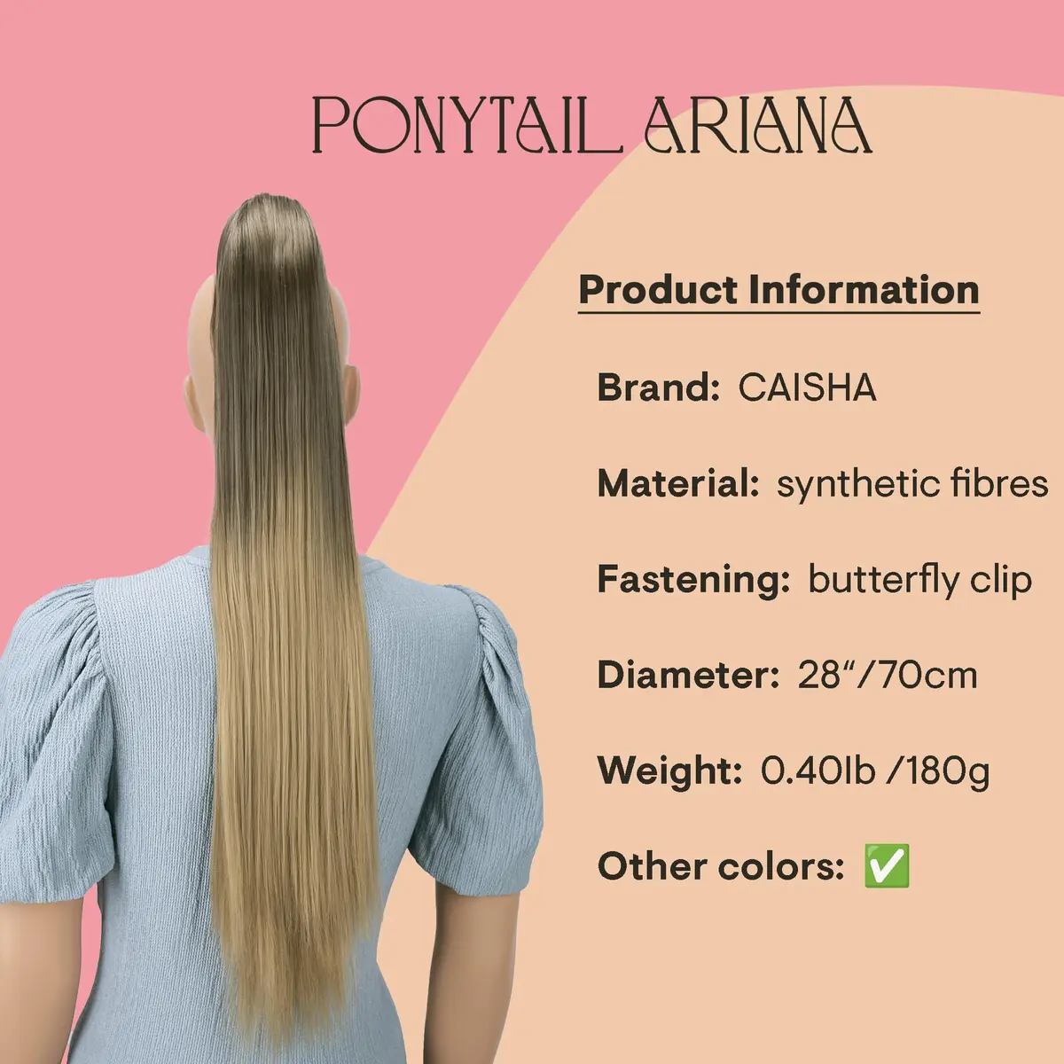CAISHA 28" Synthetic Hair Piece Ponytail Ombré Brown Blond H118 | Heat-Resistant & Washable - view 2