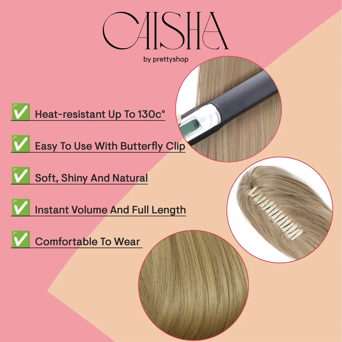 CAISHA 28" Synthetic Hair Piece Ponytail Ombré Brown Blond H118 | Heat-Resistant & Washable - view 3