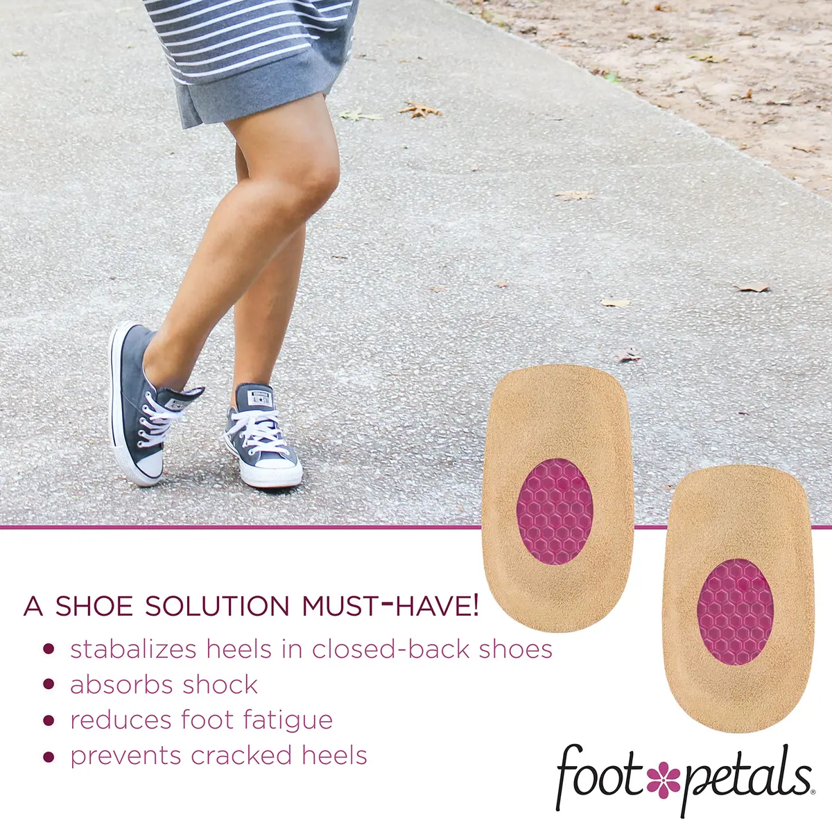 Foot Petals Heel Cups | Prevent Cracked Heels & Stabilize Heels in Women's Shoes - view 2