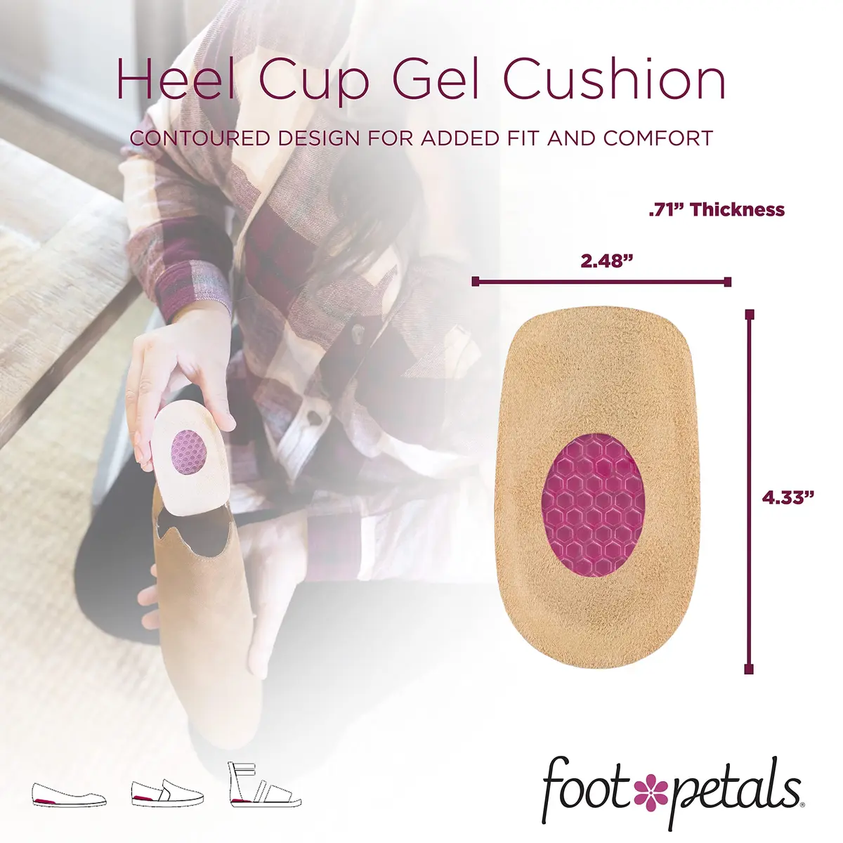 Foot Petals Heel Cups | Prevent Cracked Heels & Stabilize Heels in Women's Shoes - view 3