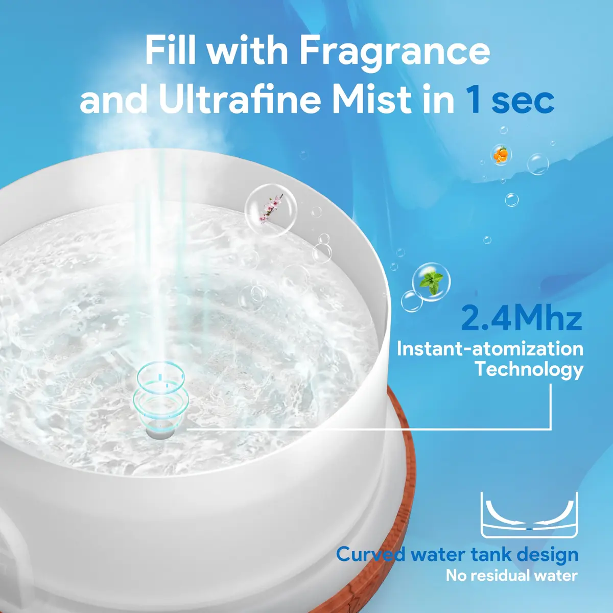 ASAKUKI 500ML Essential Oil Diffuser for Home | 150ml (5oz) Capacity, 10W, 18-Hour Runtime - view 3