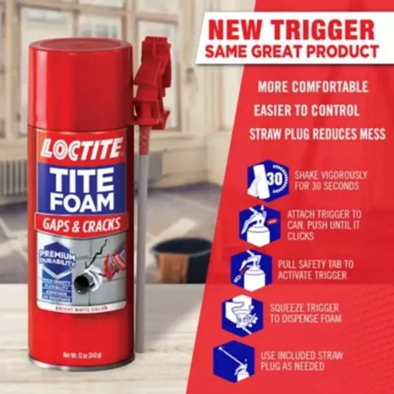 Loctite Tite Foam Gaps & Cracks Spray Foam Sealant 12 fl oz (355ml) | Insulates Gaps and Cracks Up to 1 Inch - view 4