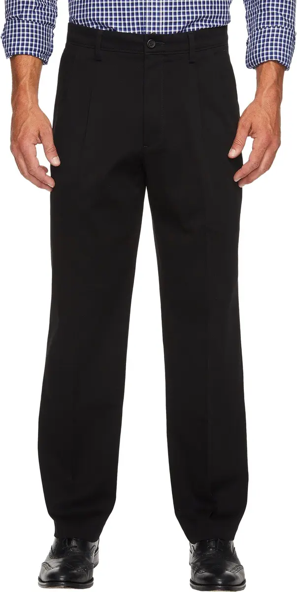 Dockers Classic Fit Khaki Pants - Pleated, Black, 36W x 32L | Stretch & Wrinkle-Free Comfort - main product image