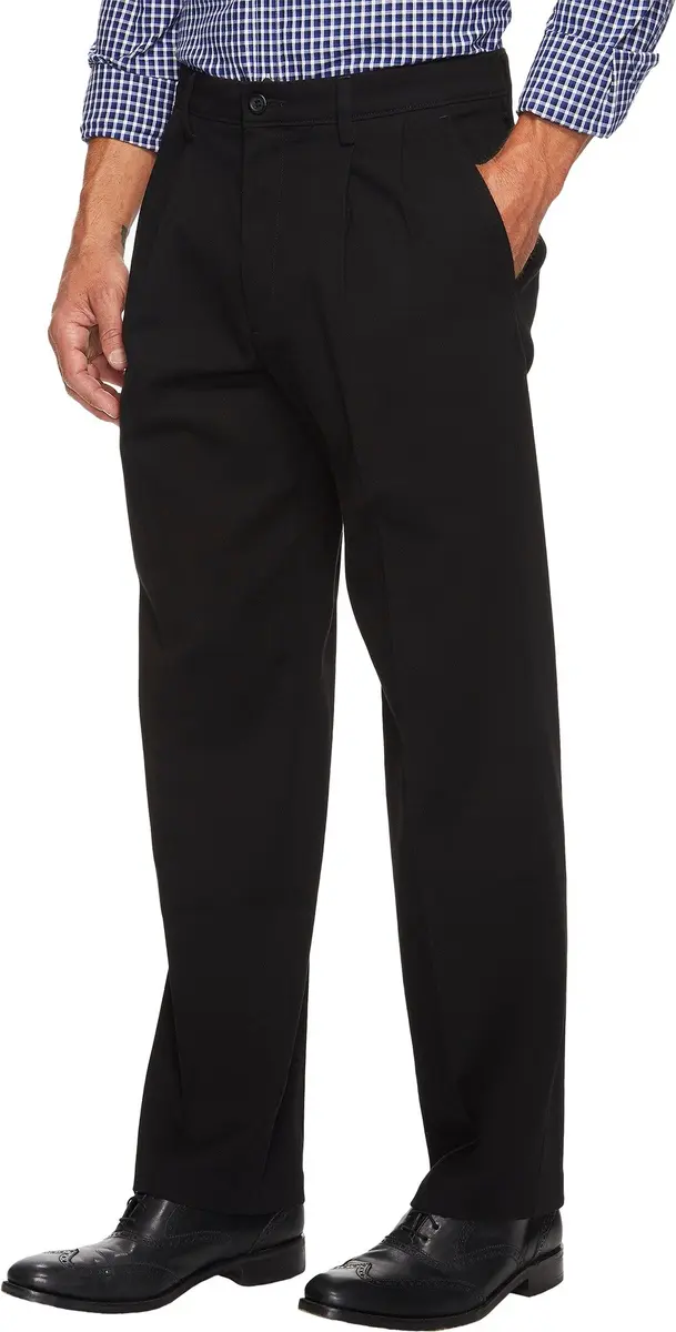 Dockers Classic Fit Khaki Pants - Pleated, Black, 36W x 32L | Stretch & Wrinkle-Free Comfort - view 2