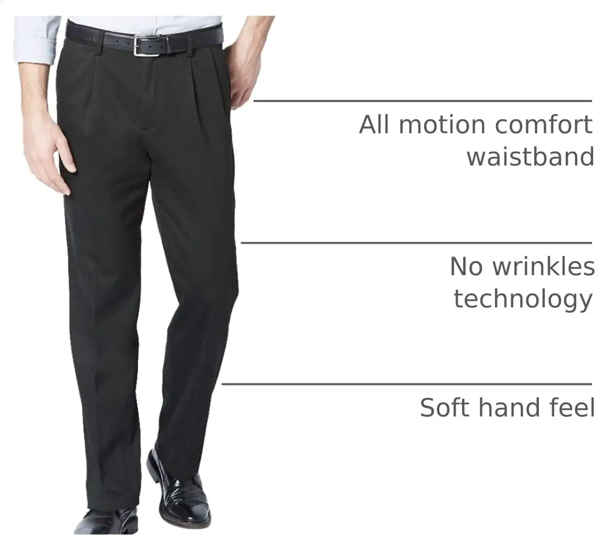 Dockers Classic Fit Khaki Pants - Pleated, Black, 36W x 32L | Stretch & Wrinkle-Free Comfort - view 4
